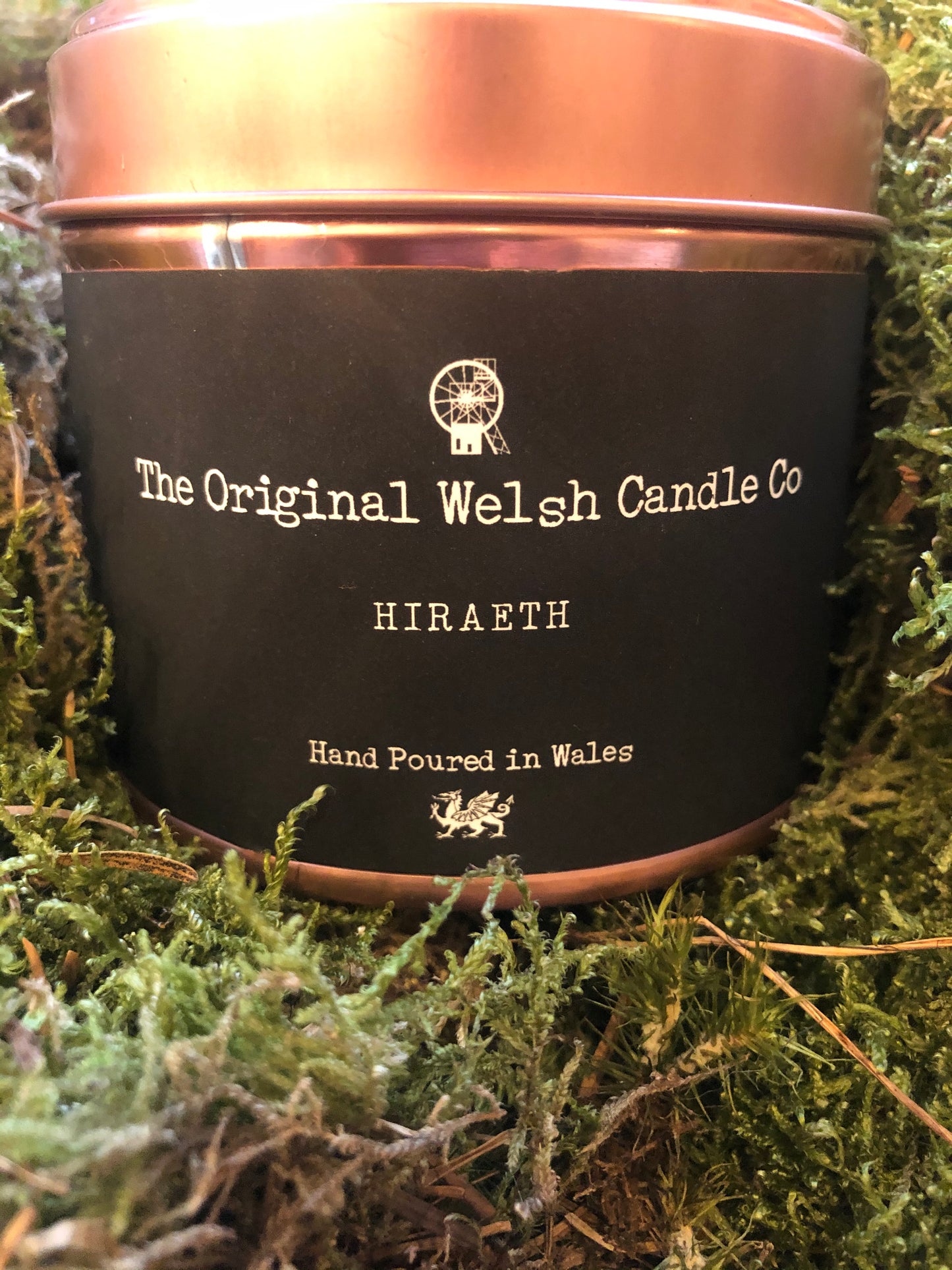 Hiraeth Welsh Soy Candle – Cedarwood & patchouli Copper Tin