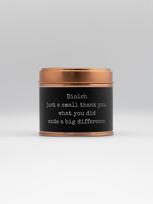 Diolch Welsh Soy Candle – Earl Grey Tea Copper Tin
